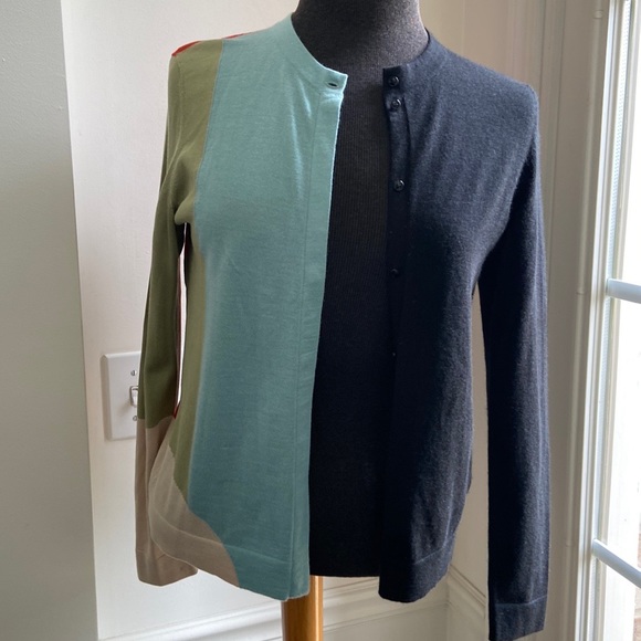 Akris Summer Intarsia Button multicolor cashmere & silk Cardigan - Picture 3 of 14